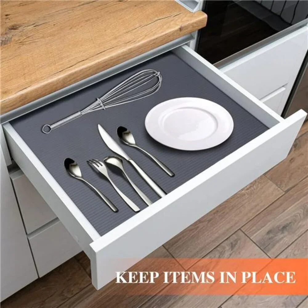 Gray Shelf Liner 12x20ft Non Slip Waterproof Washable Cabinet Drawer Liner Durab